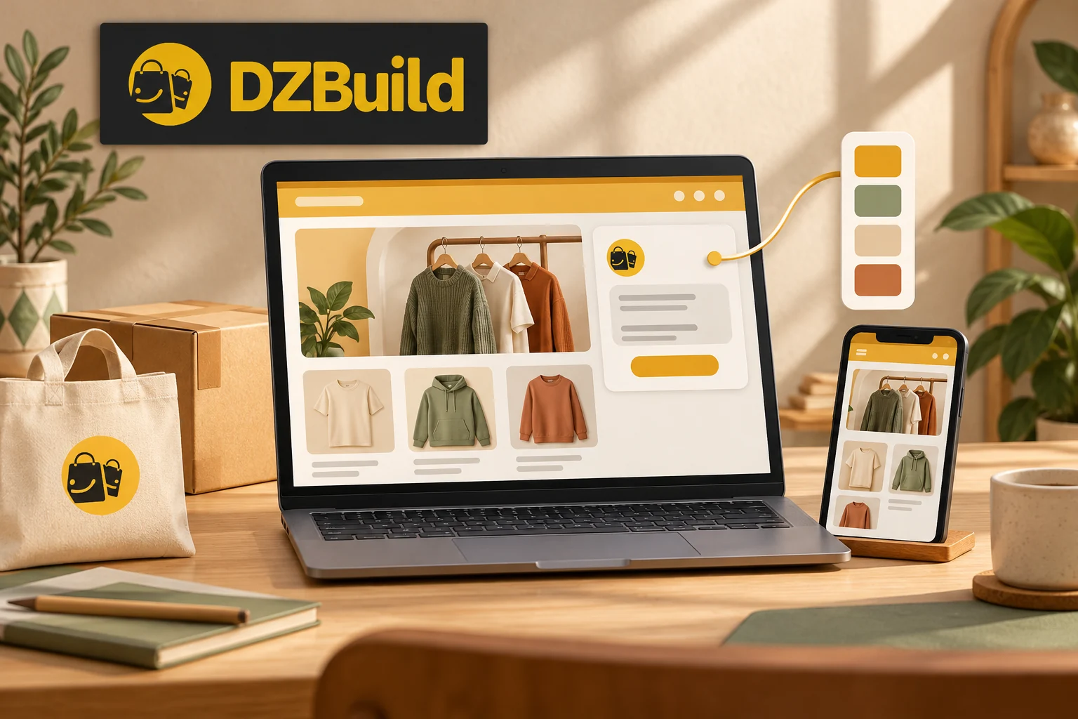 Illustration du design d’une boutique DZBuild à partir d’une demande écrite
